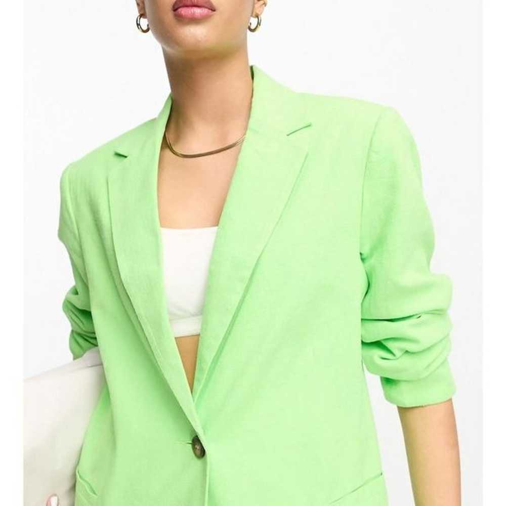 ASOS DESIGN Slim Fit Suit Blazer with Linen Green… - image 4