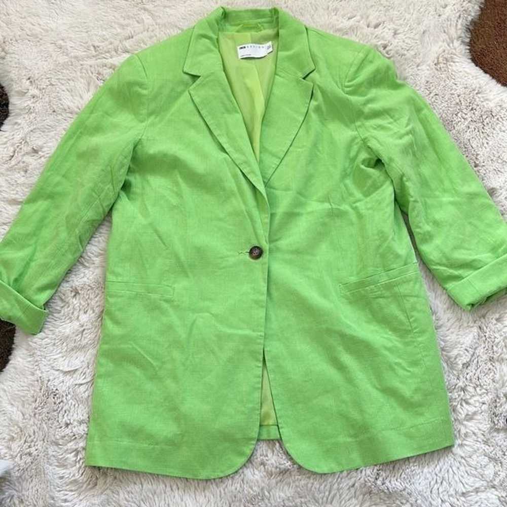ASOS DESIGN Slim Fit Suit Blazer with Linen Green… - image 5