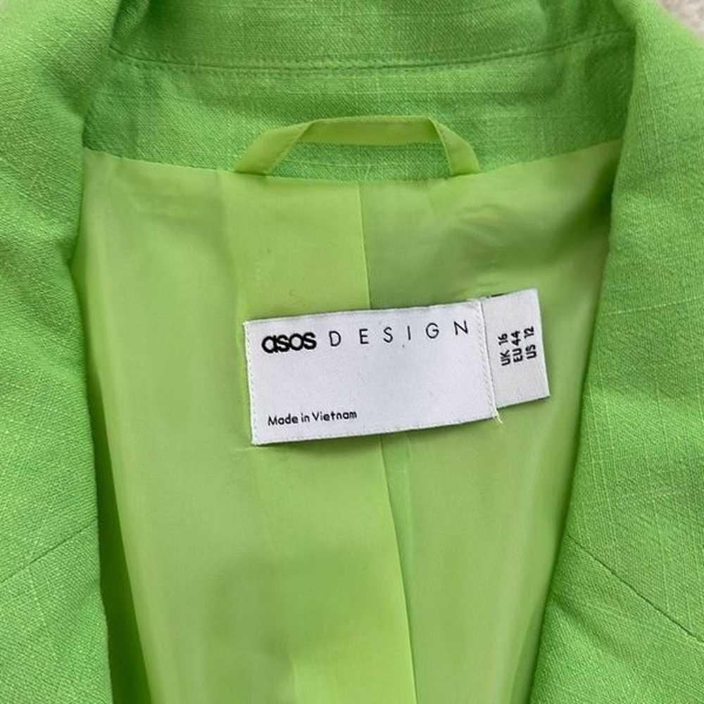 ASOS DESIGN Slim Fit Suit Blazer with Linen Green… - image 6