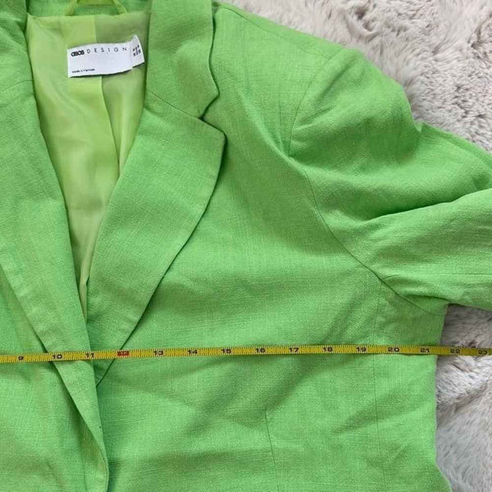 ASOS DESIGN Slim Fit Suit Blazer with Linen Green… - image 8