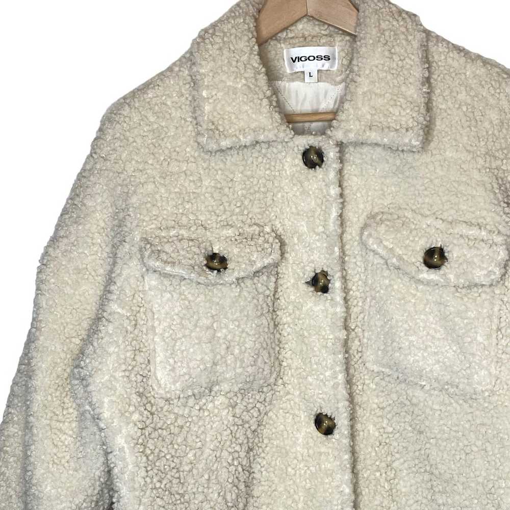 Vigoss Sherpa Teddy Coat Cream Off White Longline… - image 2