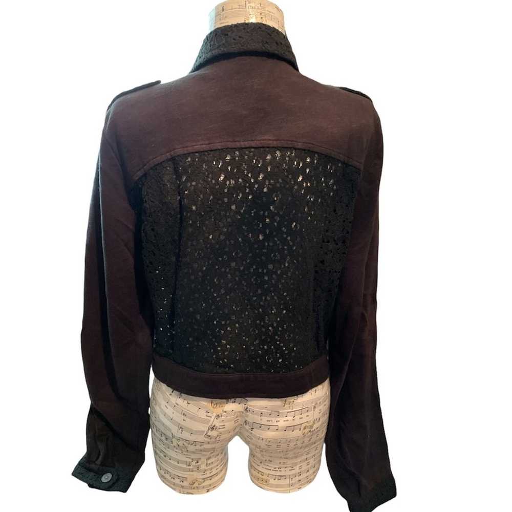 Free People Black Cotton Lace Enhanced Moto Jacke… - image 2