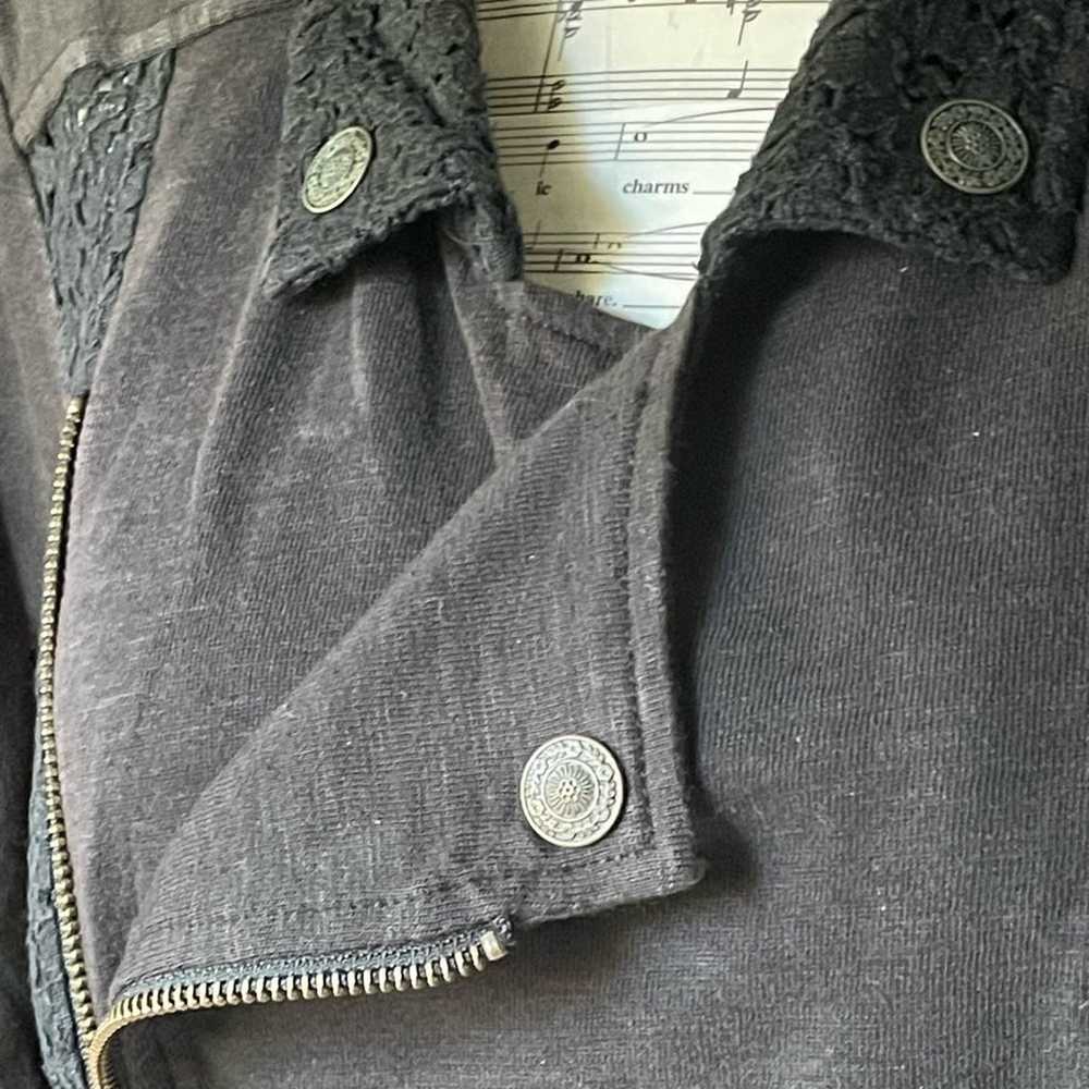 Free People Black Cotton Lace Enhanced Moto Jacke… - image 4