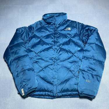 The North Face 550 Goose Down Fill Blue Quilted Pu