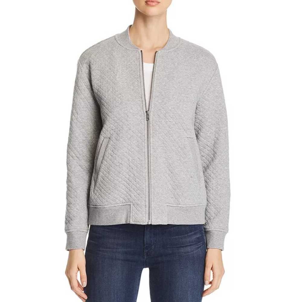EILEEN FISHER quiled flight jacket heather gray o… - image 1