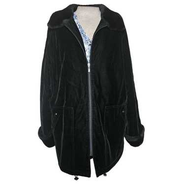 Black Velvet Full Zip Coat Size Large - image 1