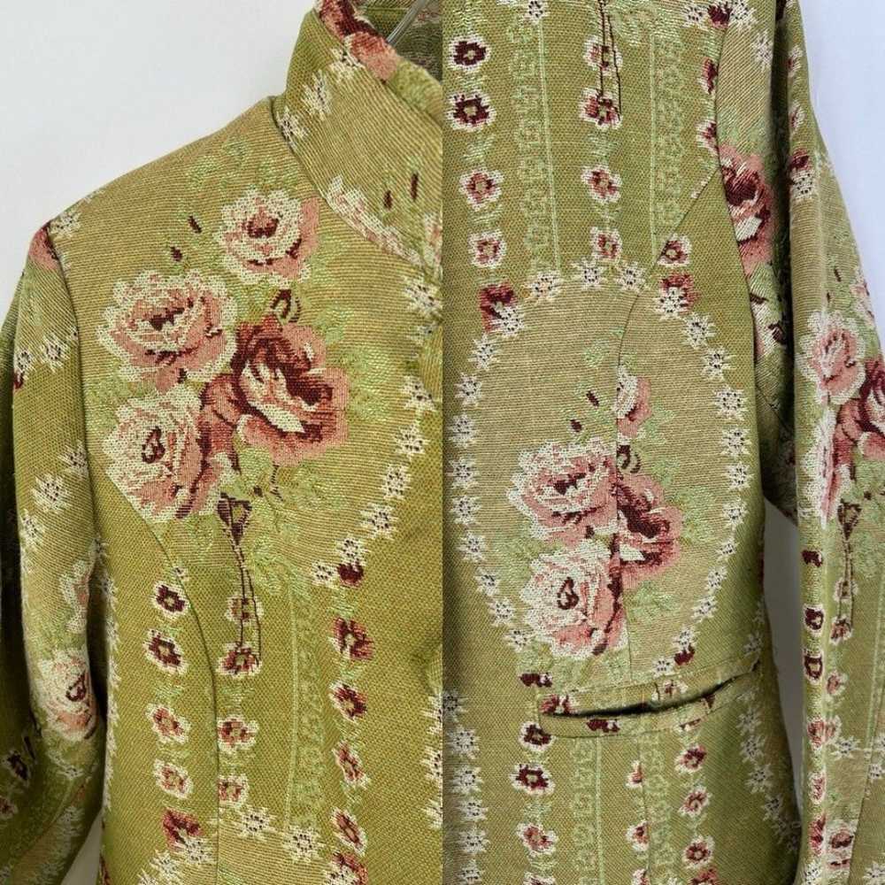 Vintage Green Floral Fitted Jacket - image 9