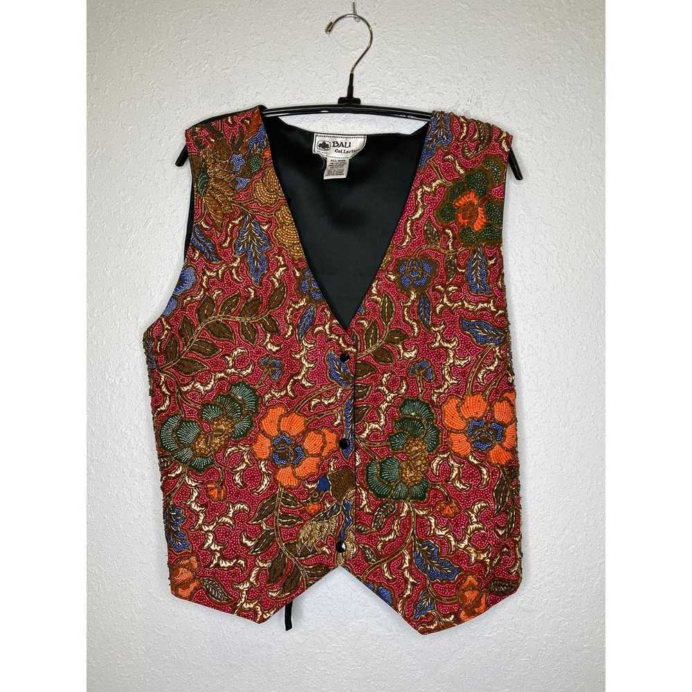 Vintage Bali Collection Beaded Multicolored Vest … - image 1