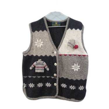 Giesswein Wool Novelty Sweater Vest - Gray 38