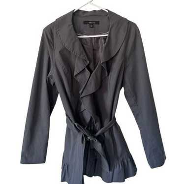 Sandro Studio Ruffle Front Single Breasted Trench 
