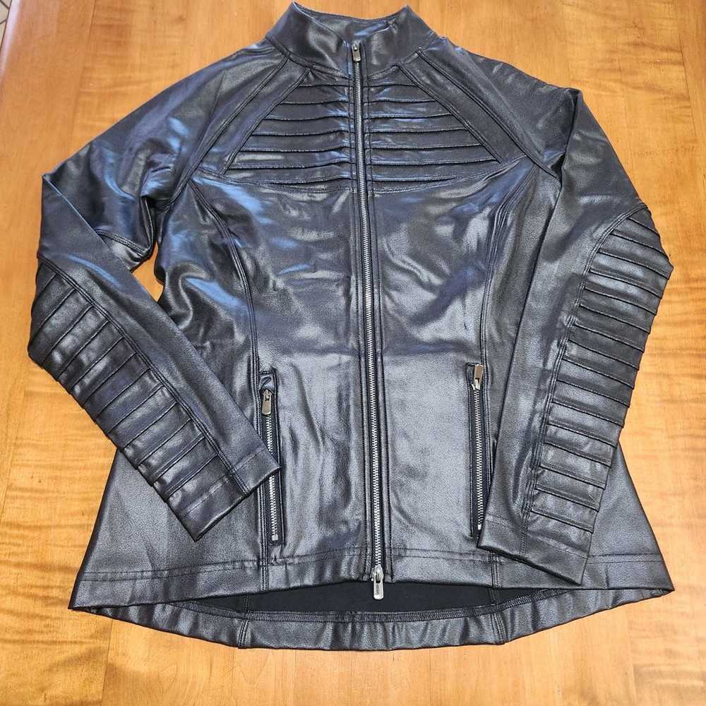 SPANX Faux Leather Moto Jacket Small Black Full Z… - image 1
