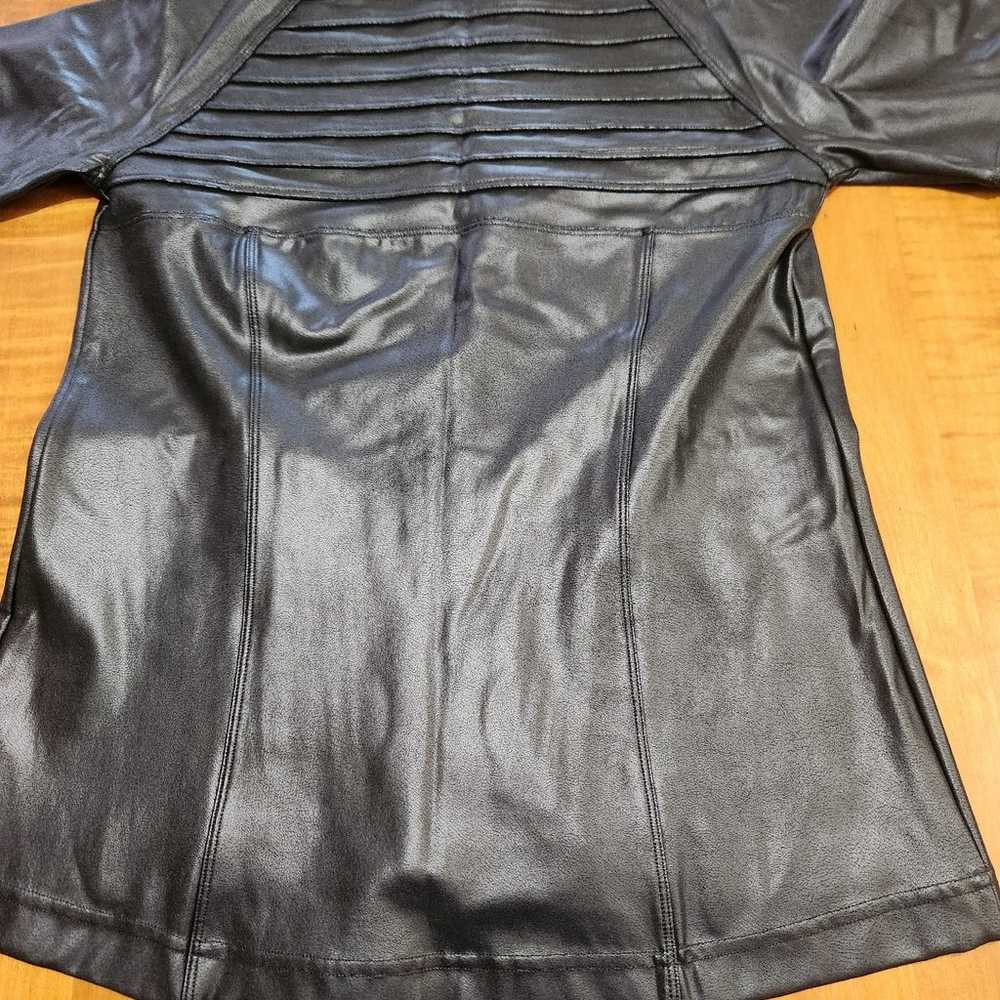 SPANX Faux Leather Moto Jacket Small Black Full Z… - image 7
