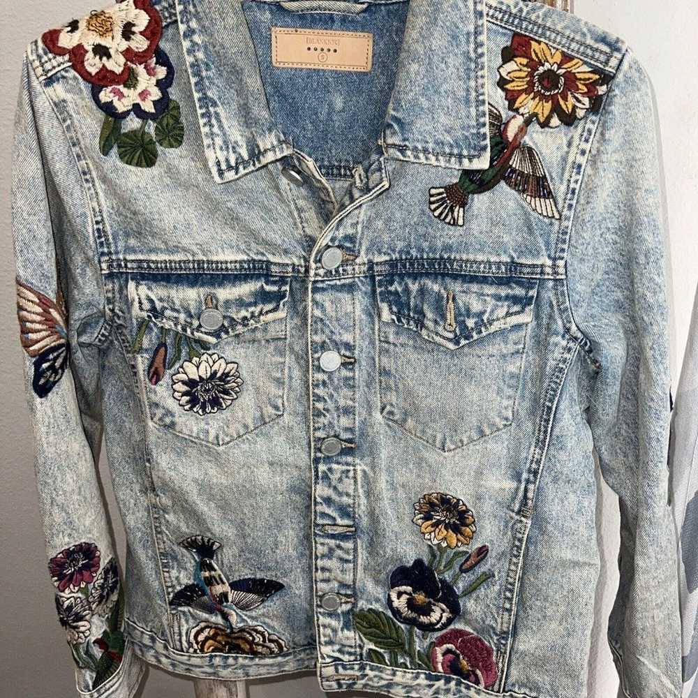 BlankNYC Light Denim Jean Jacket Floral Embroider… - image 6