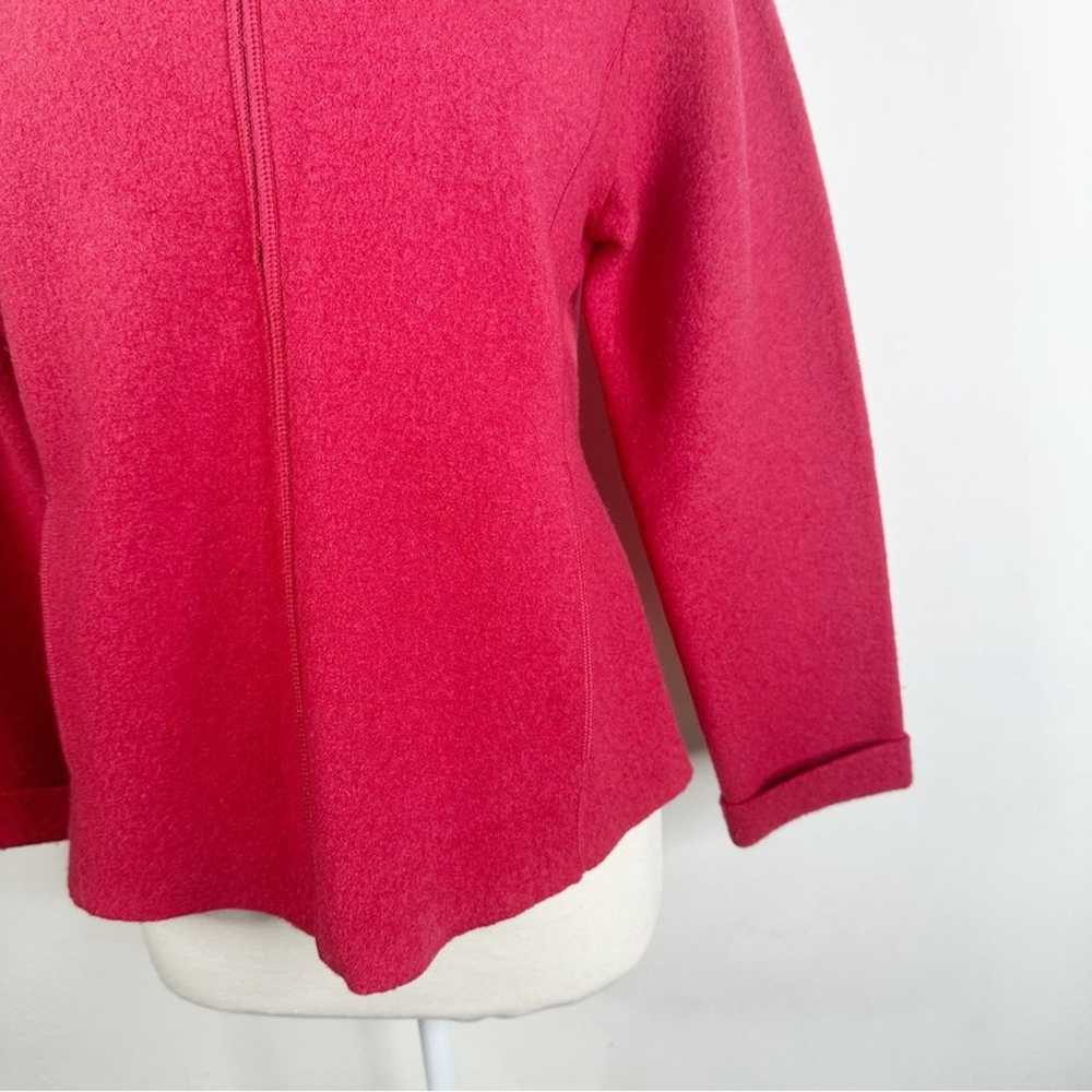 Eileen Fisher Size M 100% Wool Red Zip Up Coat - image 3