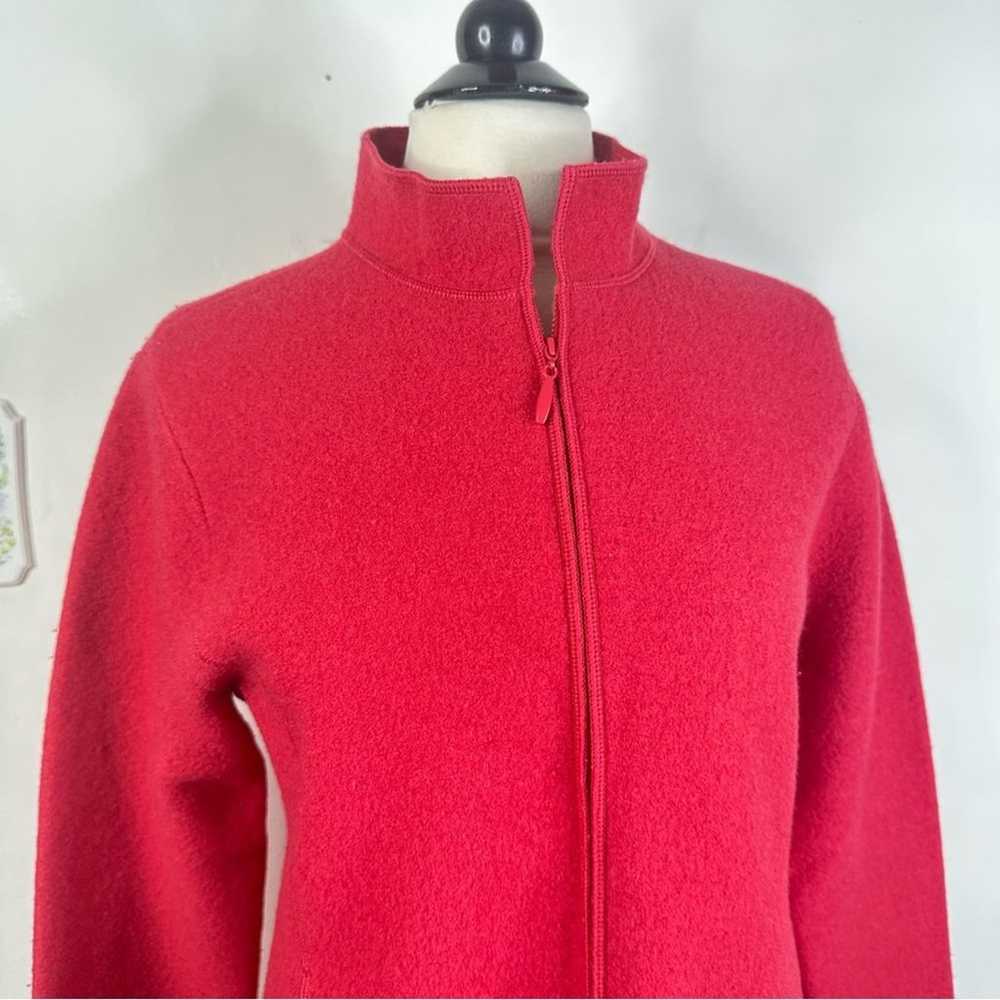 Eileen Fisher Size M 100% Wool Red Zip Up Coat - image 4