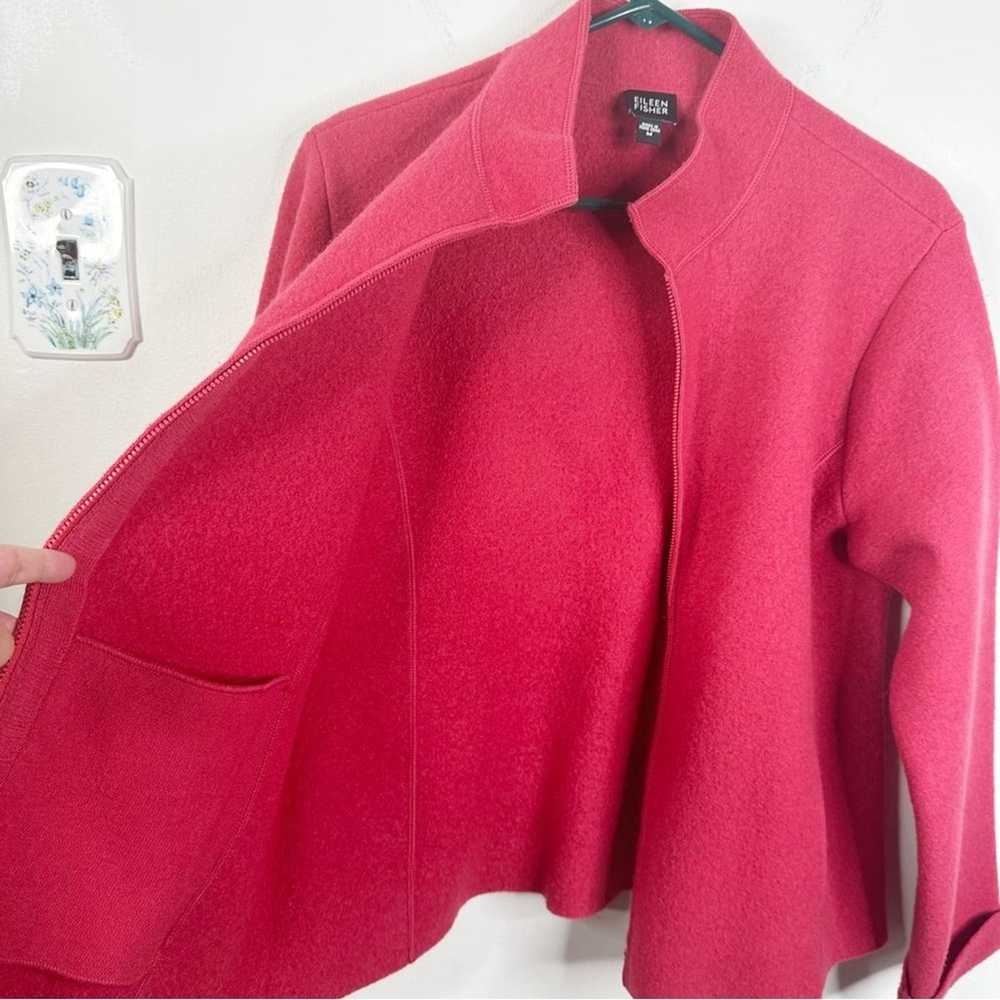 Eileen Fisher Size M 100% Wool Red Zip Up Coat - image 5