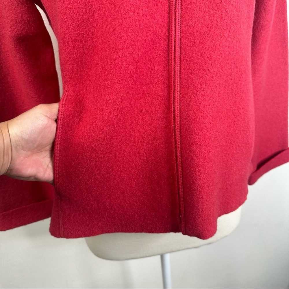 Eileen Fisher Size M 100% Wool Red Zip Up Coat - image 6