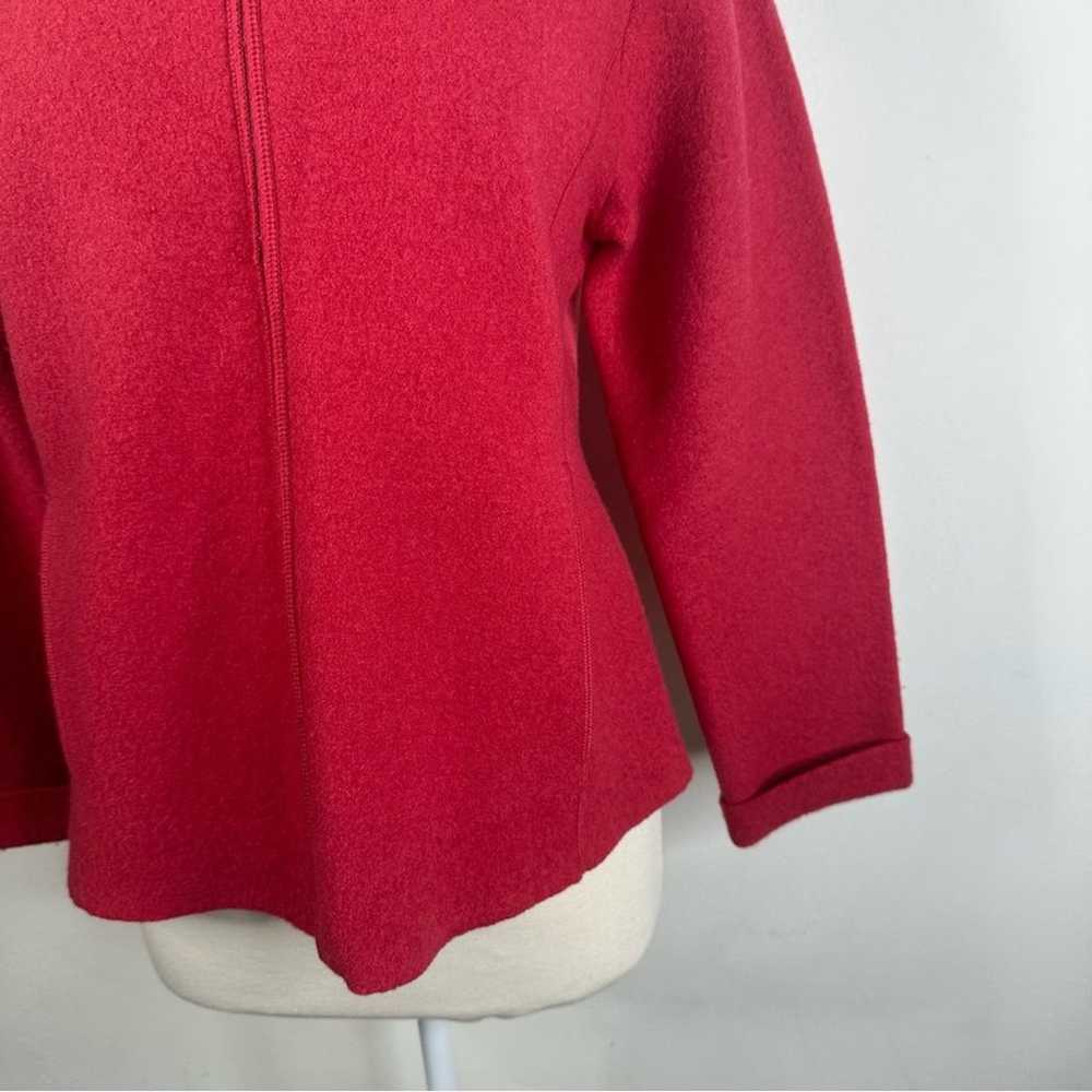 Eileen Fisher Size M 100% Wool Red Zip Up Coat - image 8