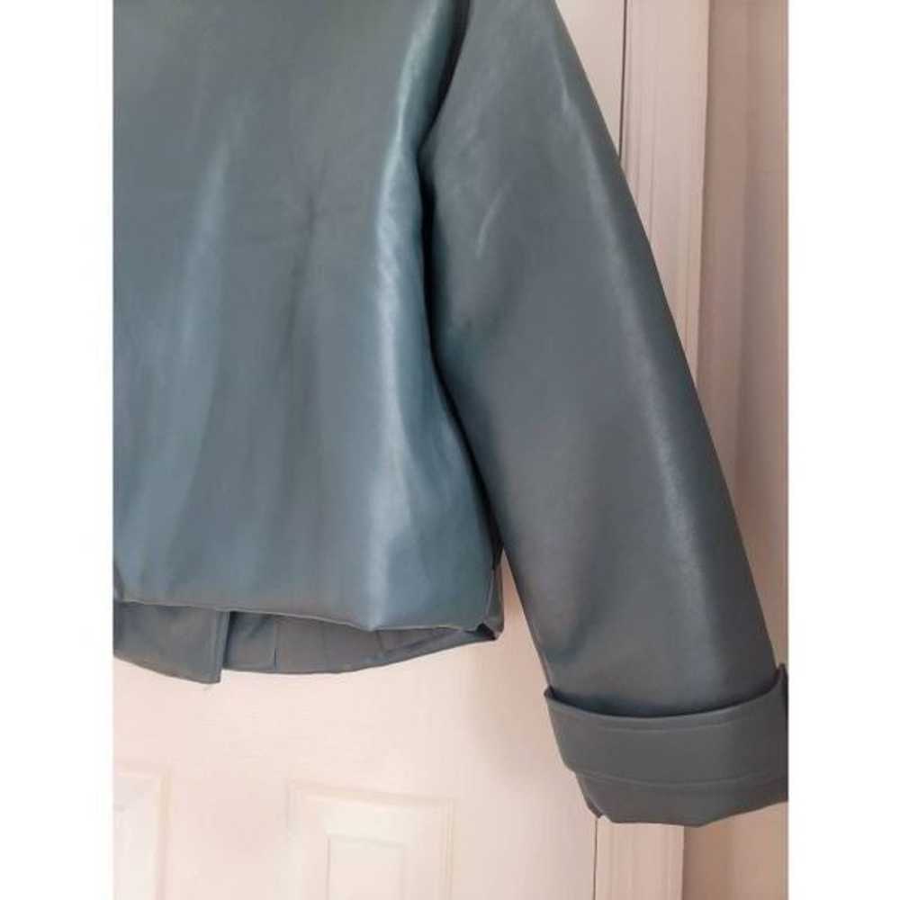 Teal Padded Biker Faux
Leather Jacket-Victoria S - image 7