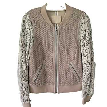 Rebecca Taylor Neutral Bomber Jacket Women Long L… - image 1