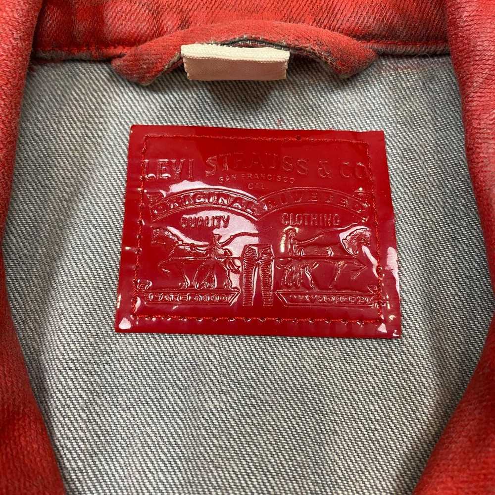 Rare Levi's Red Waxed Denim Moto Jacket Women's L… - image 4