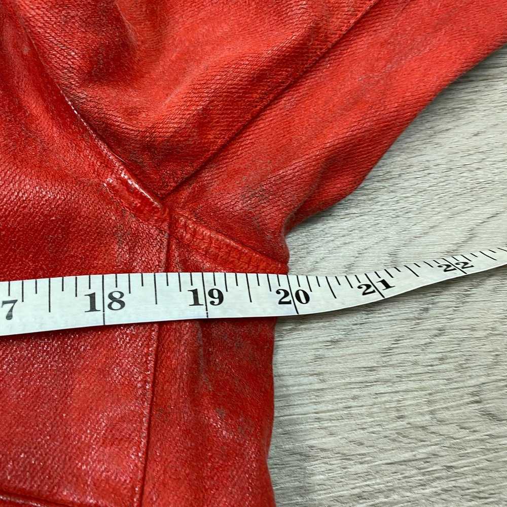 Rare Levi's Red Waxed Denim Moto Jacket Women's L… - image 5