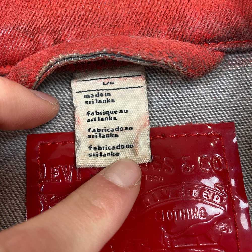 Rare Levi's Red Waxed Denim Moto Jacket Women's L… - image 7