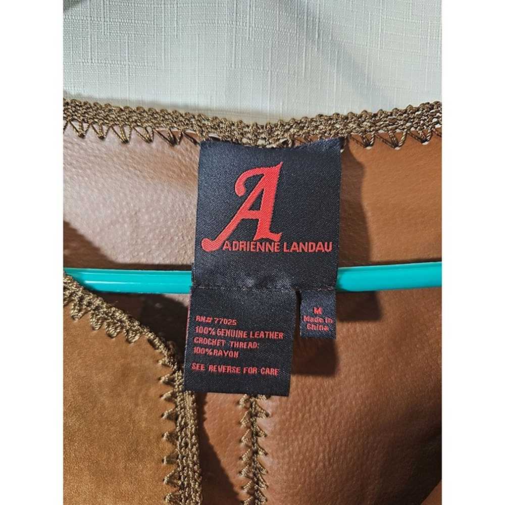 Adrienne Landau Leather Jacket Womens Medium Brow… - image 3