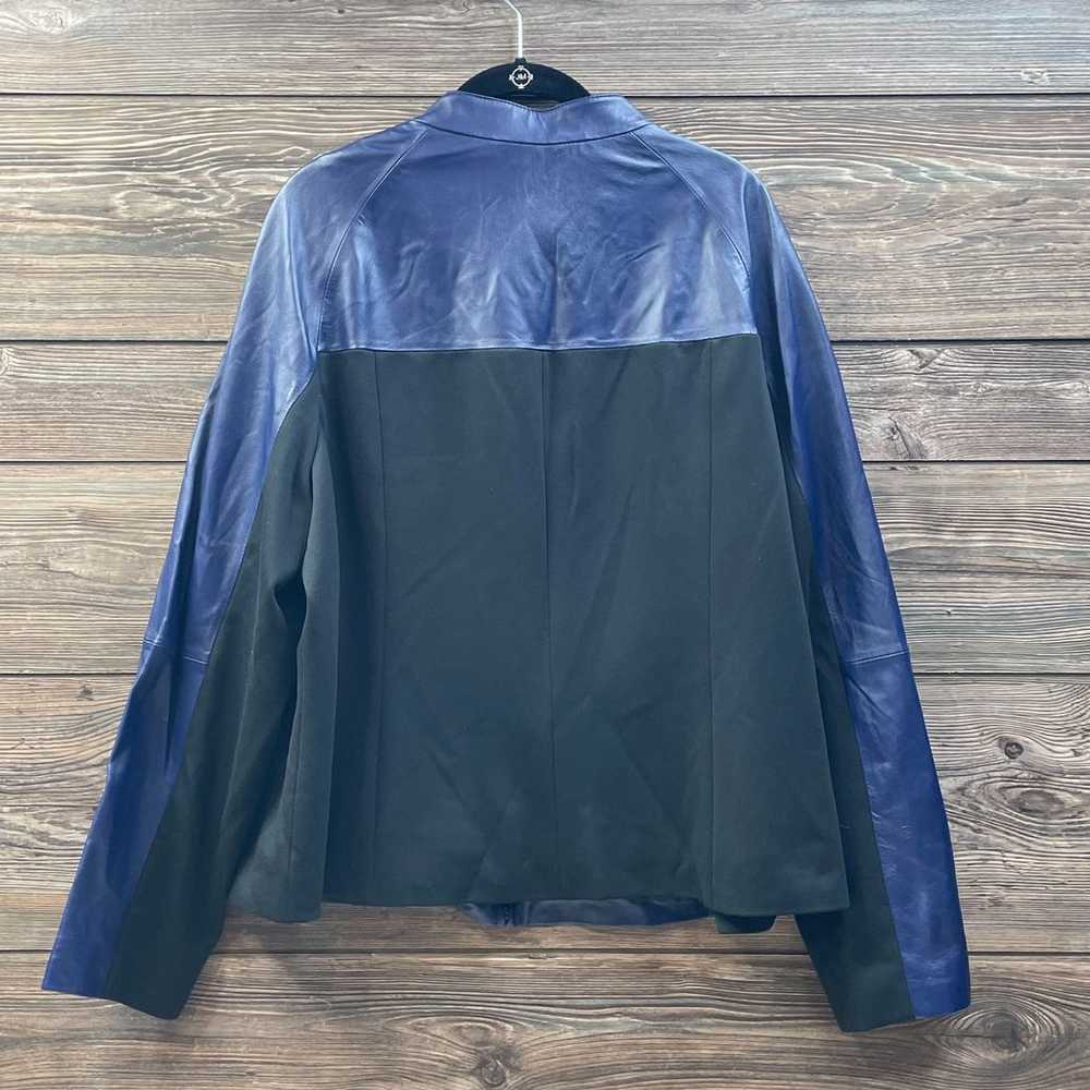 Hal Rubenstein Blue Navy Leather Jacket Coat Line… - image 2