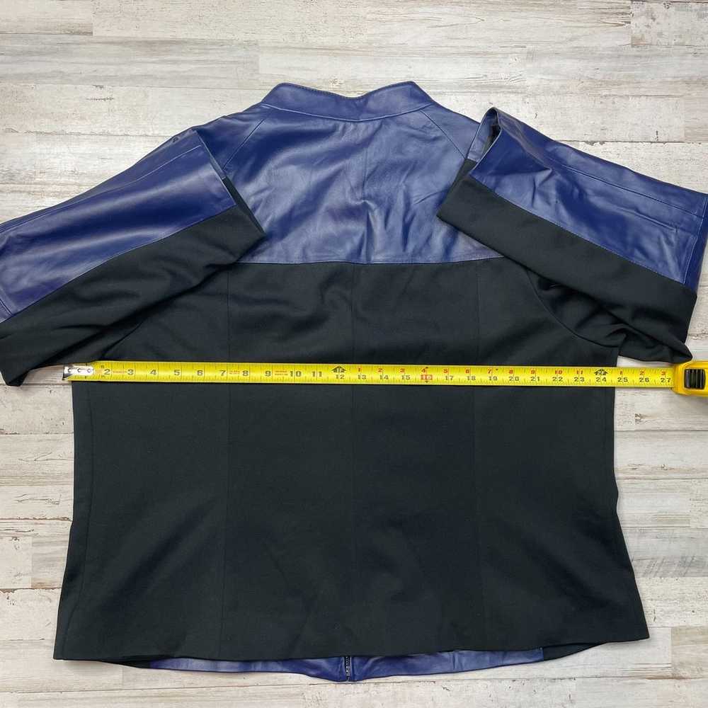 Hal Rubenstein Blue Navy Leather Jacket Coat Line… - image 6