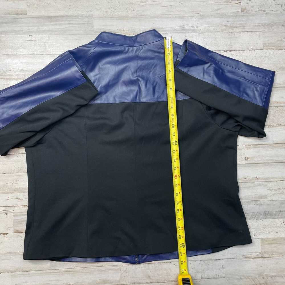 Hal Rubenstein Blue Navy Leather Jacket Coat Line… - image 7
