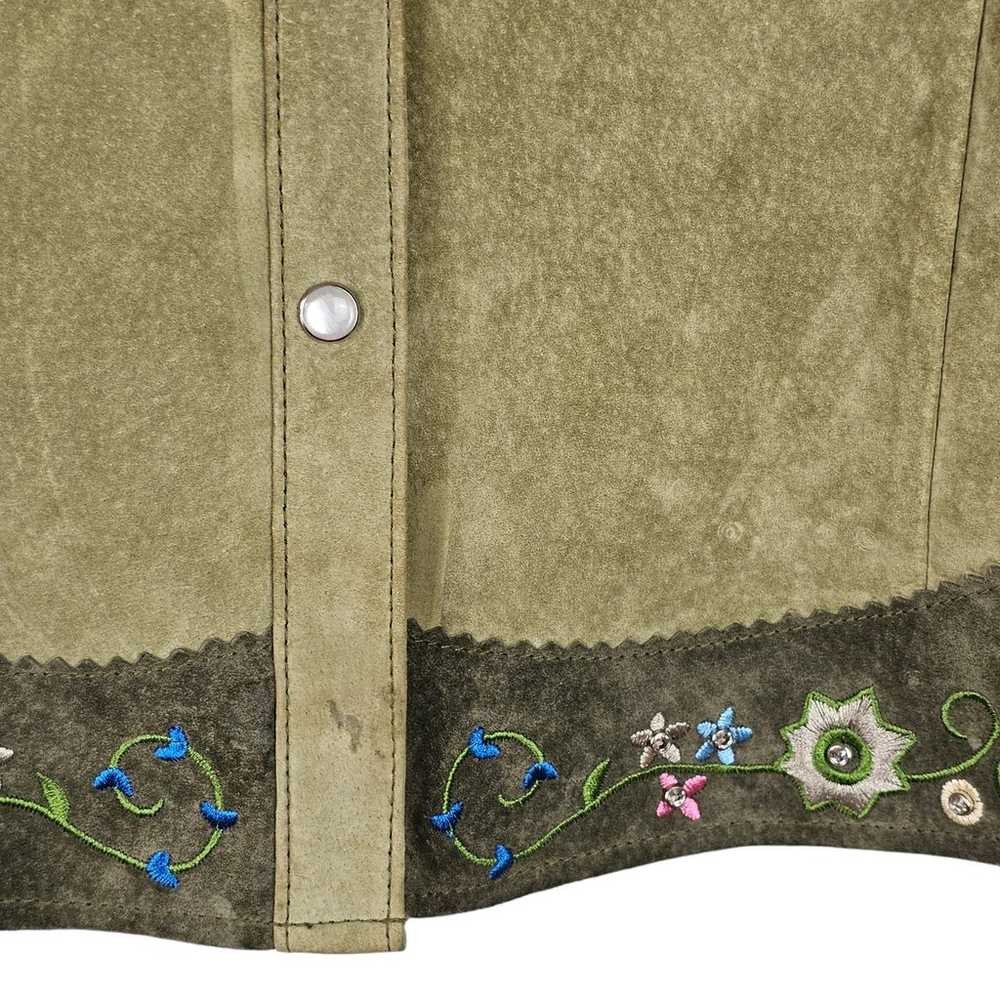 Scully moss green suede embroidered crystal stud … - image 9