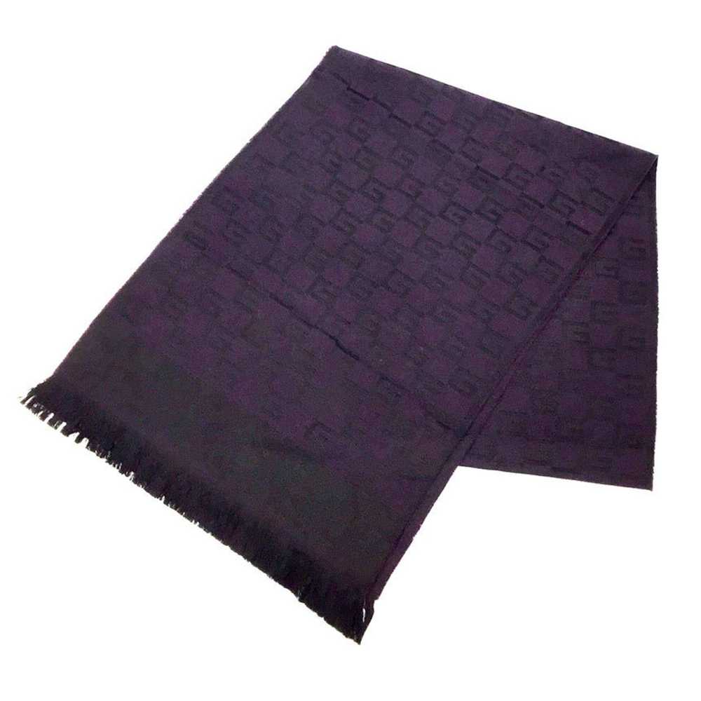 Gucci GUCCI GG pattern stole silk wool dark purpl… - image 1