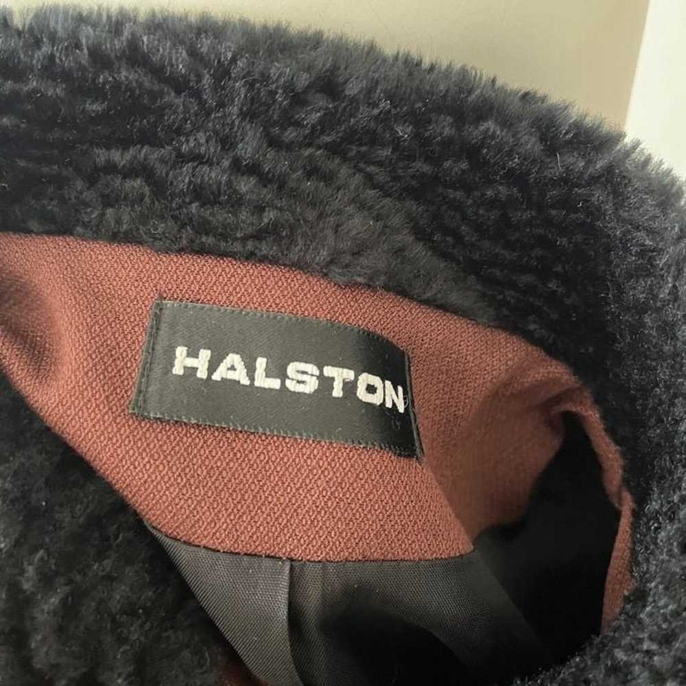 Vintage Halston Brown black polyester Blend Fur T… - image 2