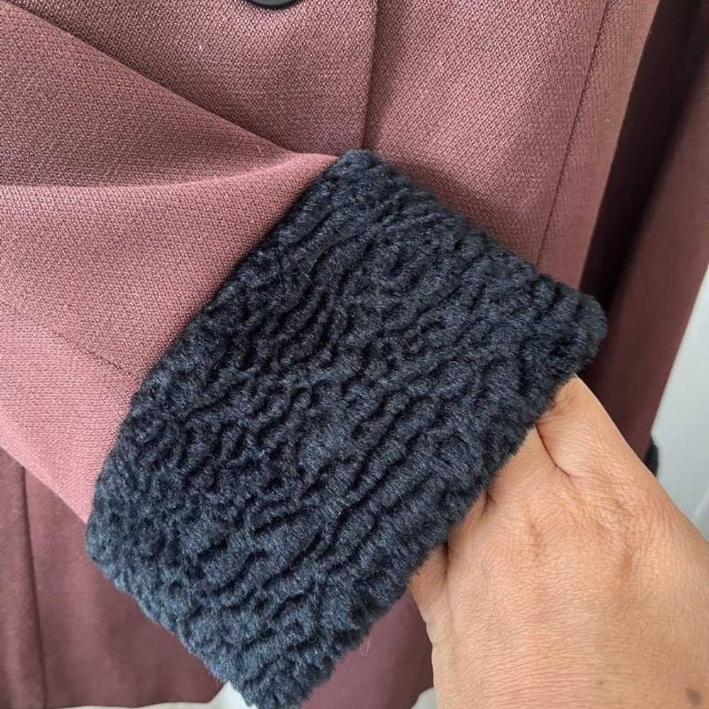 Vintage Halston Brown black polyester Blend Fur T… - image 5