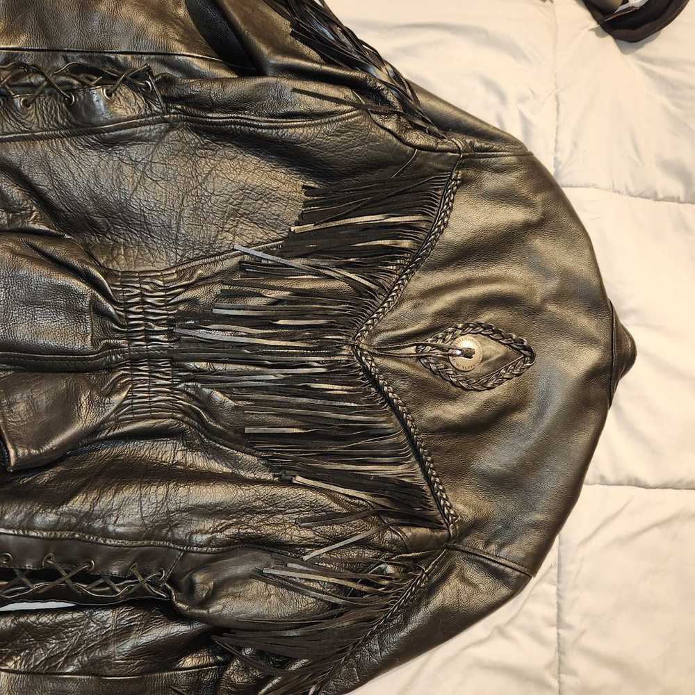 Women's Harley Davidson Leather Fringe Jacket Siz… - image 2