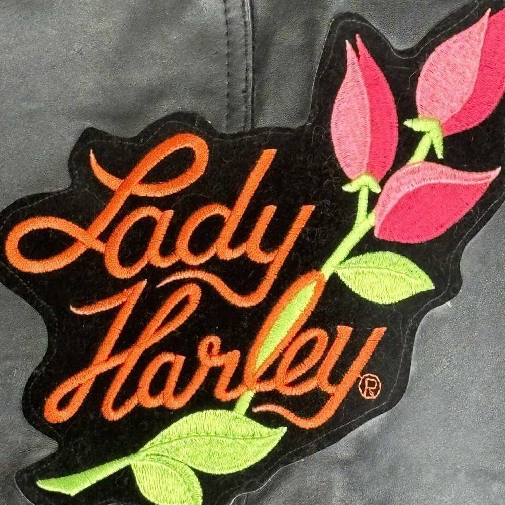Leather Motorcycle Vest Women’s 2X HOG Harley Dav… - image 7