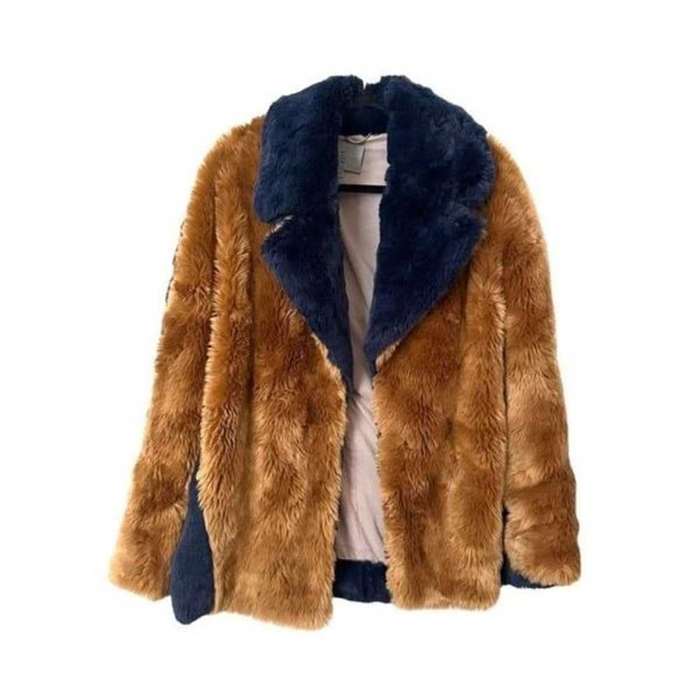 JASON WU GREY Colorblock Faux Fur Jacket Sz 4 - image 1