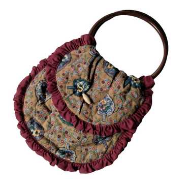 Handmade Tapestry Bag Floral Quilted Round Handle… - image 1