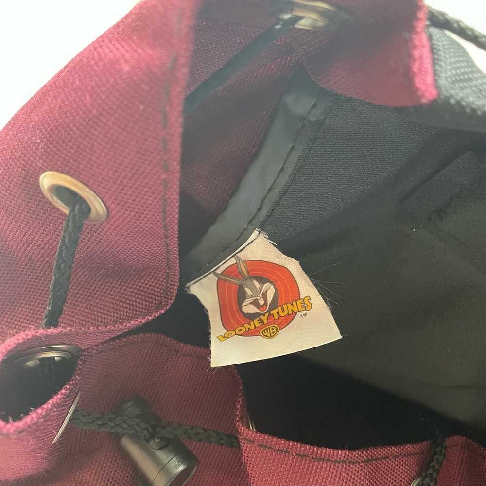 Vintage Looney Tunes Nylon Drawstring Backpack Red - image 12