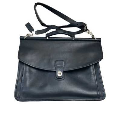 Coach 90s Vintage Leather Black Laptop Carry Bag … - image 1