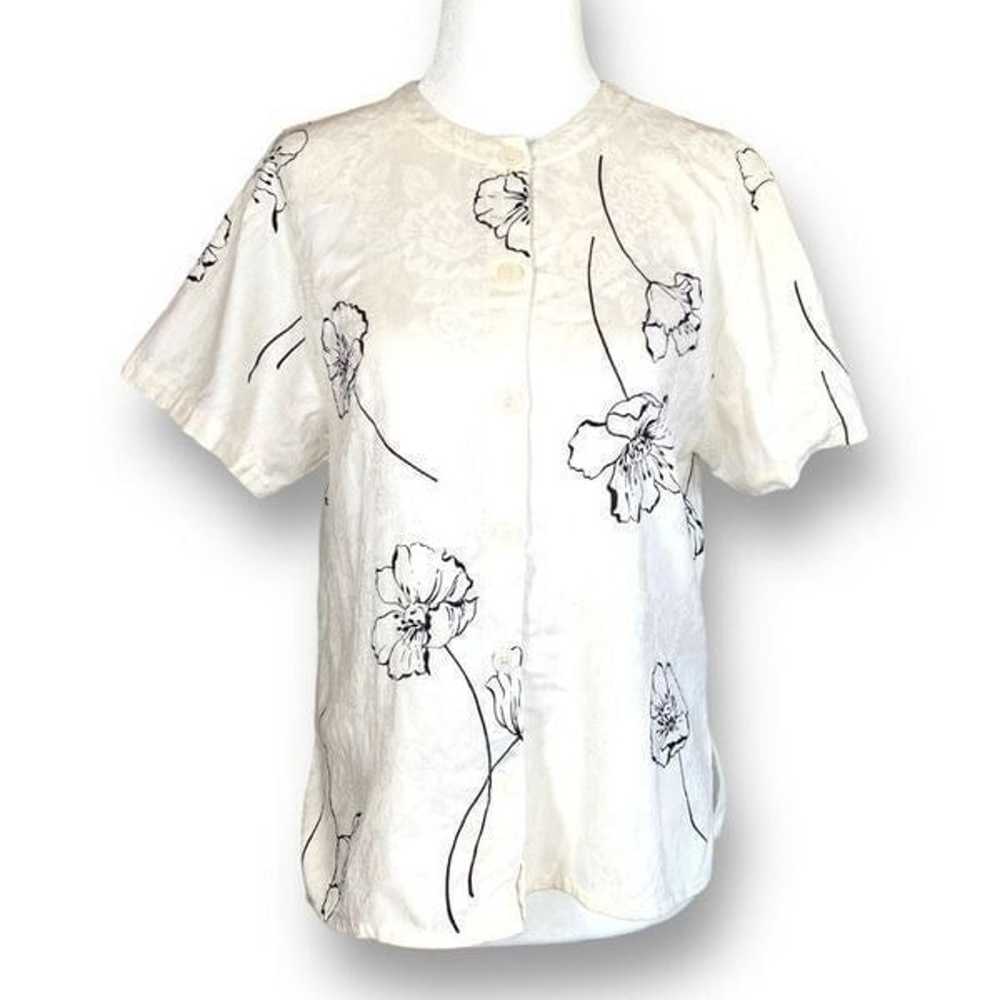 Vintage Rena Rowan Shirt White Black Reflective F… - image 12