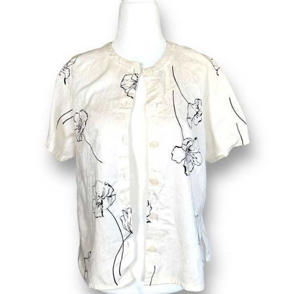 Vintage Rena Rowan Shirt White Black Reflective F… - image 5