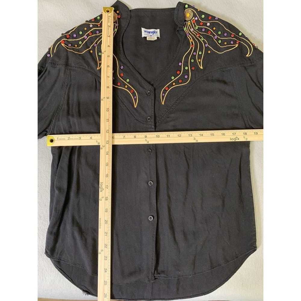 Vintage 90s Wrangler Shirt Womens M Black Button … - image 5