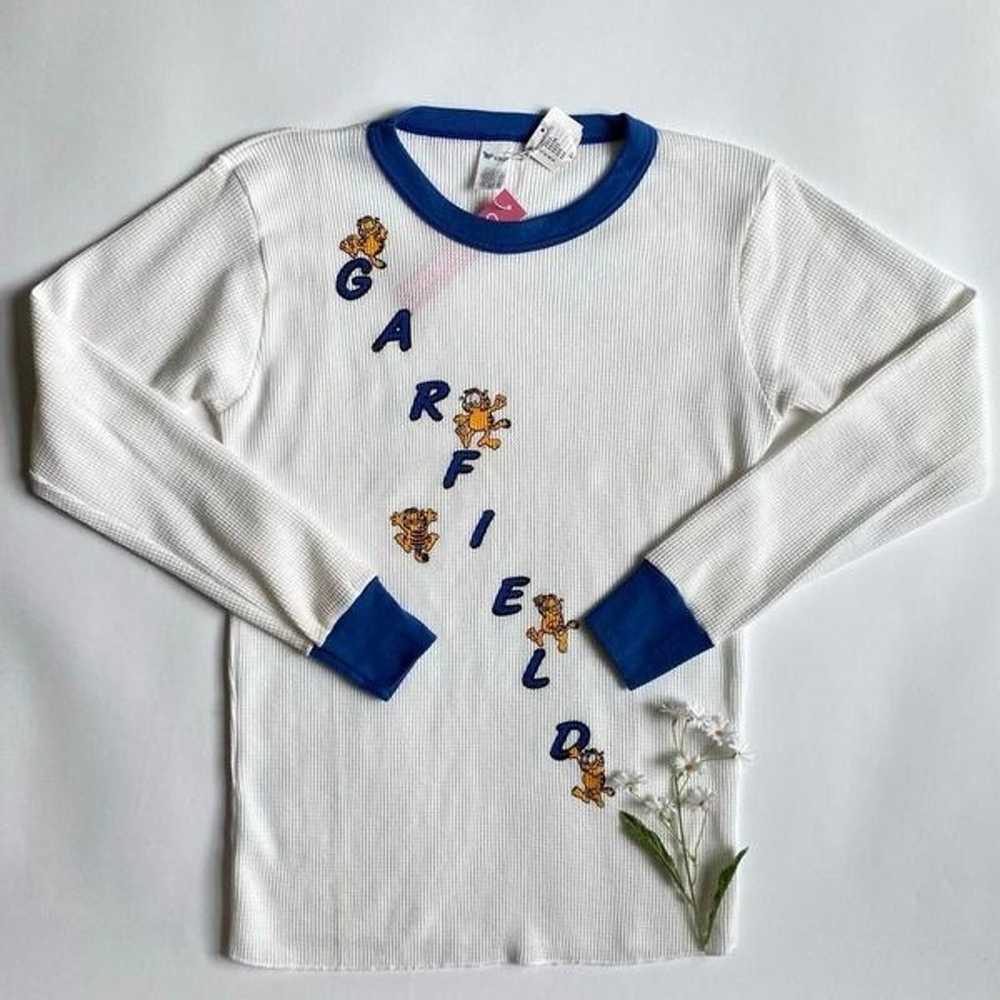 Vintage waffle knit Garfield shirt - image 1