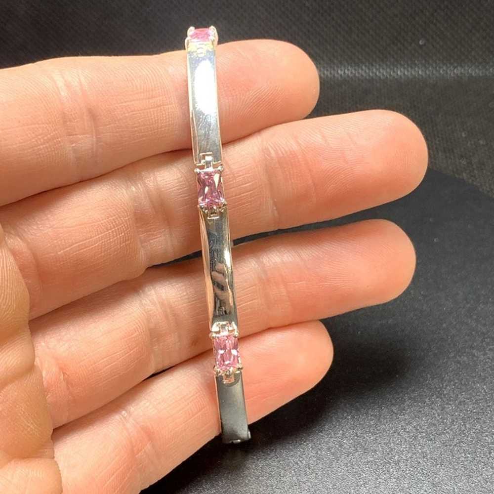 Vintage Sterling Silver 925 Pink Cubic Zirconia T… - image 5