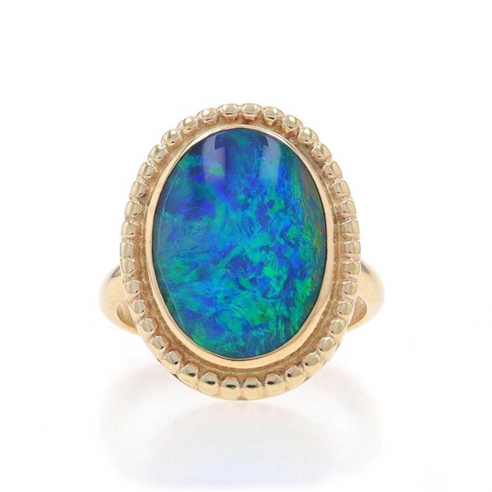 Yellow Gold Opal Vintage Cocktail Solitaire Ring … - image 1