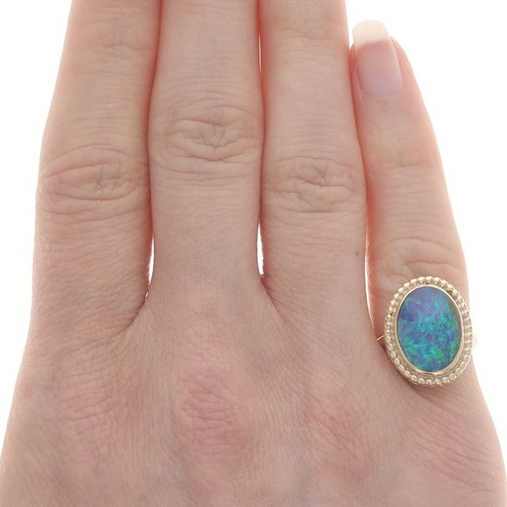 Yellow Gold Opal Vintage Cocktail Solitaire Ring … - image 2