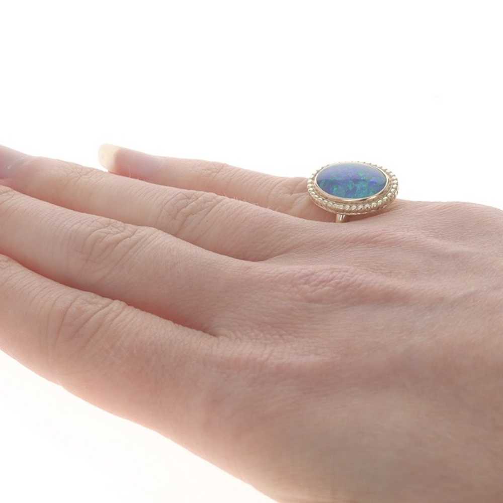 Yellow Gold Opal Vintage Cocktail Solitaire Ring … - image 4