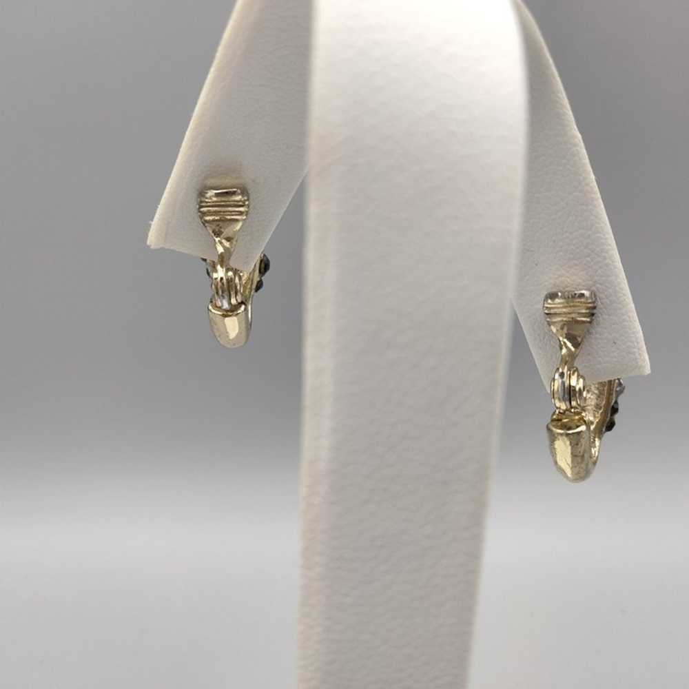 Anne Klein Clip On Earrings Black White Ombre Rhi… - image 4